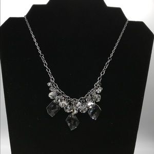 Gunmetal Gray Chain Choker w Chunky Clear Stones